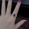 Open Ring 3ct High Carbon Ruby Ring for Women Wide Band Wing Setting Pigeon Blood Red Gemstone Jewelry