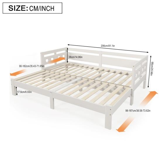 Daybed, Pull-Out Bed, 90 x 200cm, Solid Pine, with Second Sleeping Space And Roll-Up Slatted Frame, Heart-Shaped Bed,