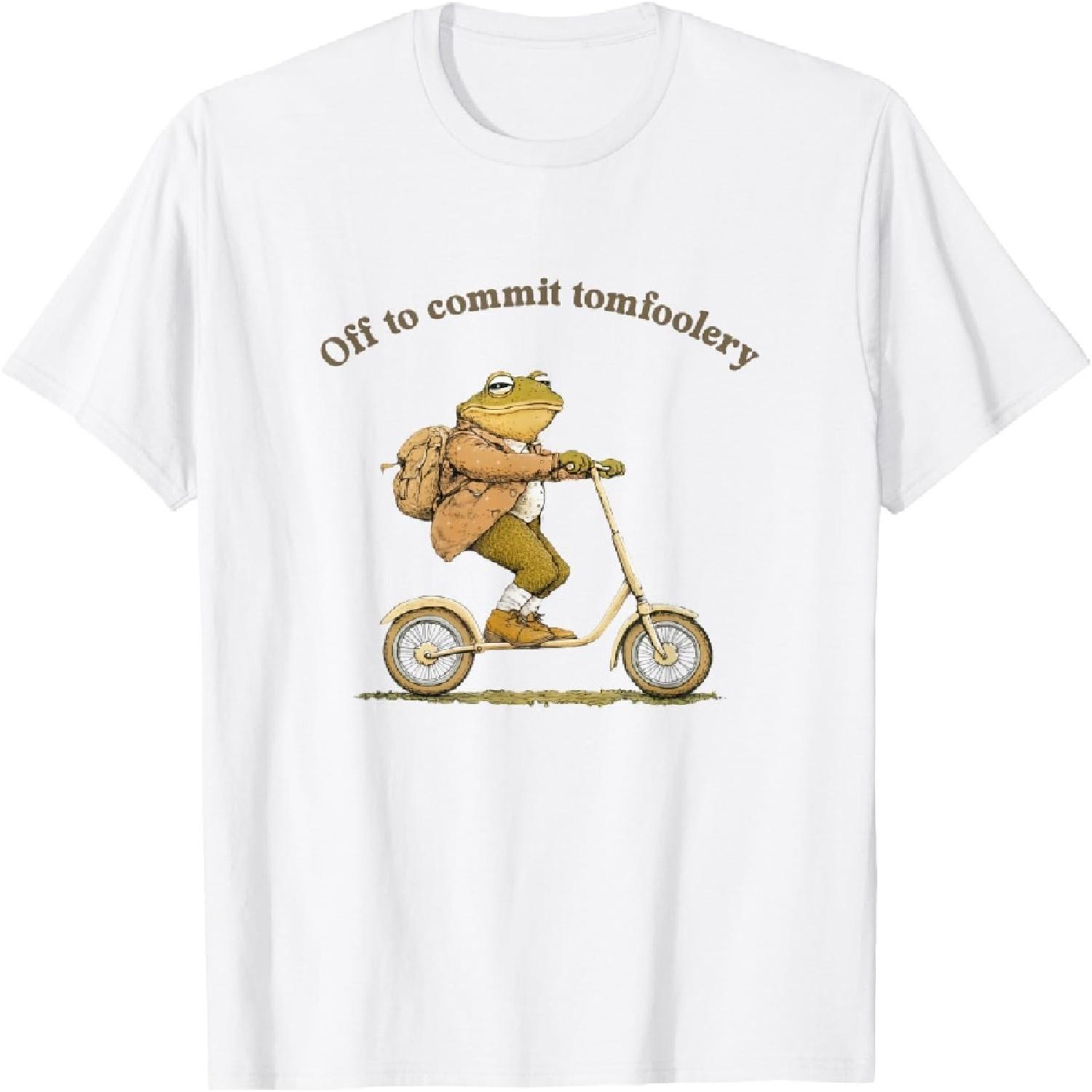 Frog Toad Weirdcore Cottagecore Off To Commit Tomfoolery T-Shirt S