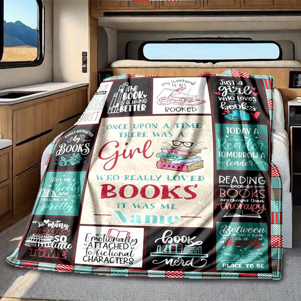 Book Lover Customize Your Name Rv Blanket Cozy Soft Lightweight Allseason Multipurpose Blanket For Travel Camping Picnics Sofas Rvs Beds Living Rooms