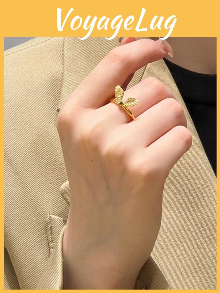 Stylish And Simple Rabbit Ear Open Ring Gorgeous Gold Plated Finger Accessory Women For