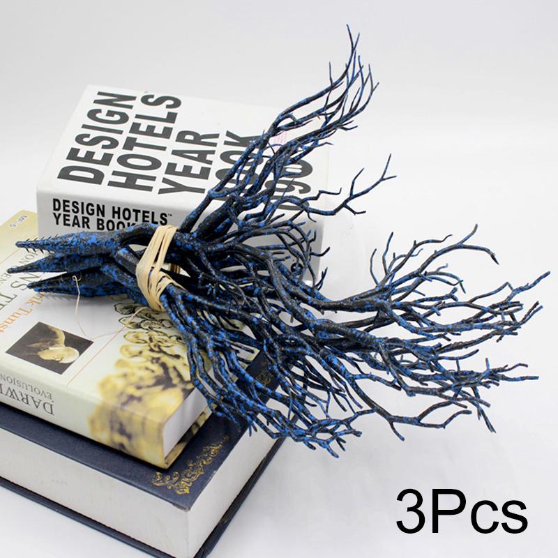 

3 шт. Искусственное растение, имитация коралловой ветки, украшение для свадебной вечеринки, аксессуары «сделай сам», маленькие ветки деревьев, рождественский декор синий