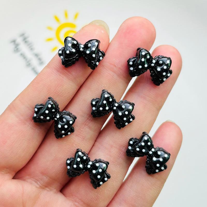 30 Pcs New Kawaii Cartoon Black Red Bow Knot Resin Scrapbook Diy Decorative Hair Clip, Pendant Jewelry Manicure Accessories A52