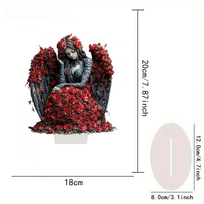 

Modern Acrylic Love & Happiness Couple Statue - Romantic Heart-Shaped Rose Design - 2D Flat Acrylic Desktop Ornament C