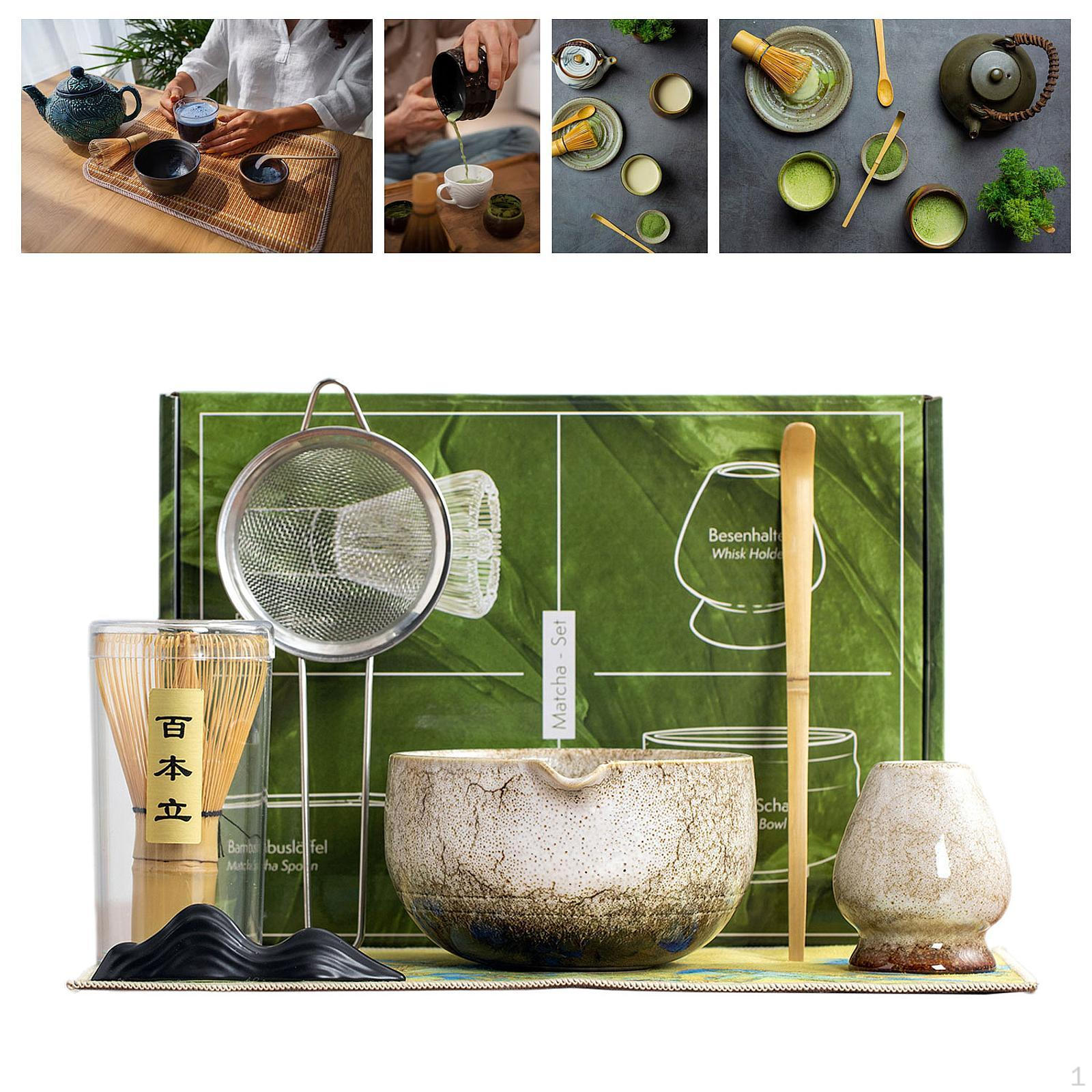 

Керамічний набір Matcha Set. Японські інструменти для приготування чаю, міцний, тримач для віночка для любителів 7 Pieces White