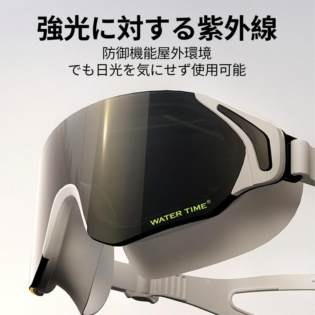 WATERTIME Swimming Goggles for Large High Permanent UV Full Clear Angle Suitable for Competitive and Leisure Swimming Adults, Unisex, Frame, Vision,