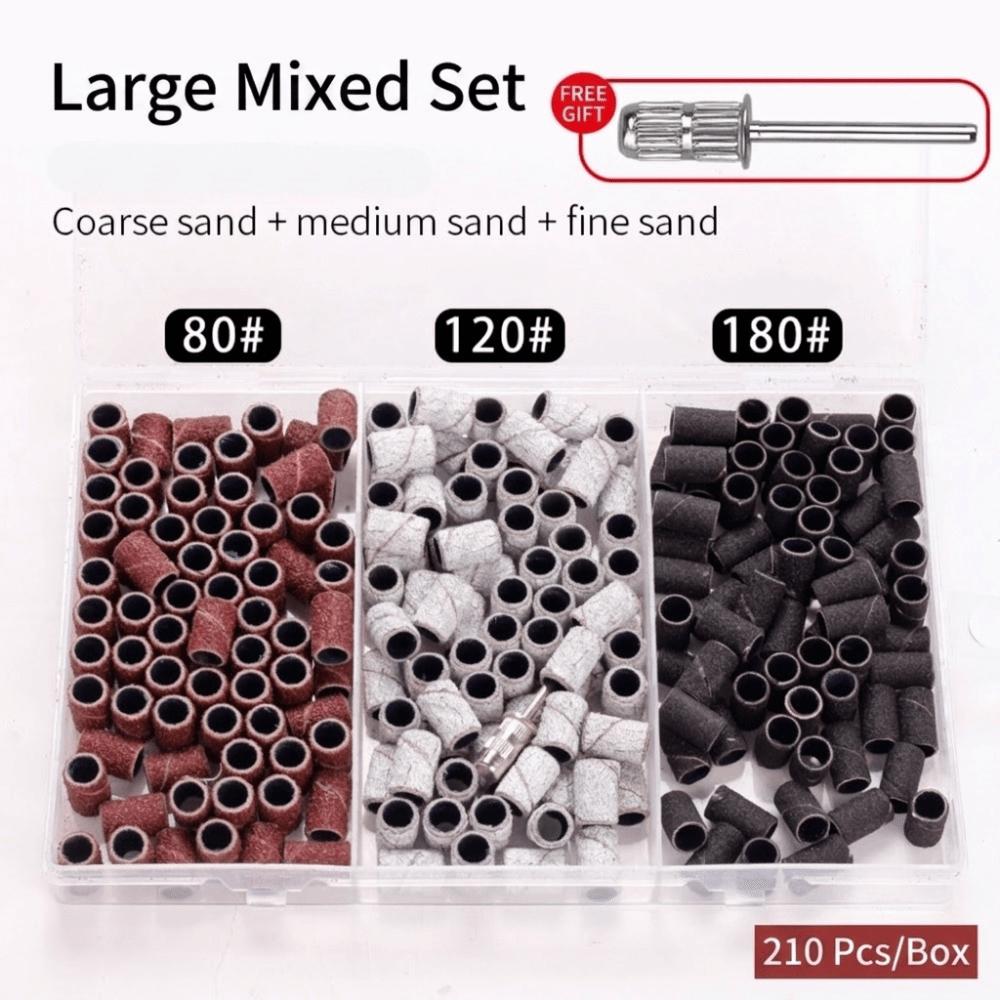 75/210Pcs Sanding Bands Nail Drill Bits Multi-functional Nail Grinder Polish  Manicure