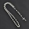 Catholic Imitation Pearl Beads Rosary Necklace Medal Cross Pendant Religious Jewelry First Communion Gift for Girl Women