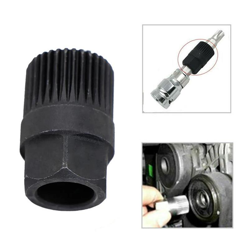Car Generator Pulley Alternator Clutch Free Wheel Pulley Removal Tool With 33 Tooth V Belt Pulley Remover Black Car Accessories