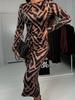 2024 Autumn Abstract Stripe Mid-length Dress for Women