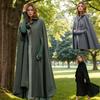 European Size Women's Hooded Woolen Cloak - Versatile, Long Style, Plus Size, Five Colors