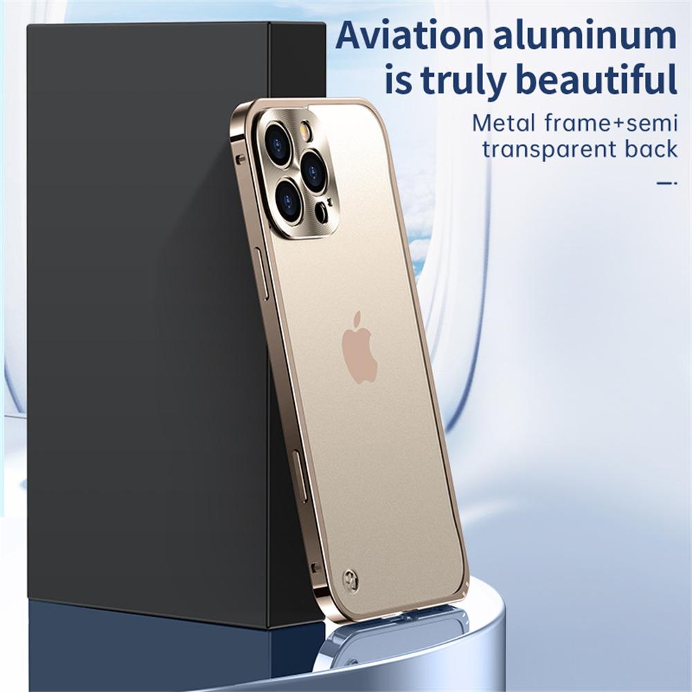 For iPhone 16 Pro Metal Clear Case Safety Lock Matte Anti-Fingerprint Back Cover