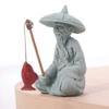 Cute Sitting Fishing Figurine Delicate Dolls Statue Desktop Cculpture  Living Room