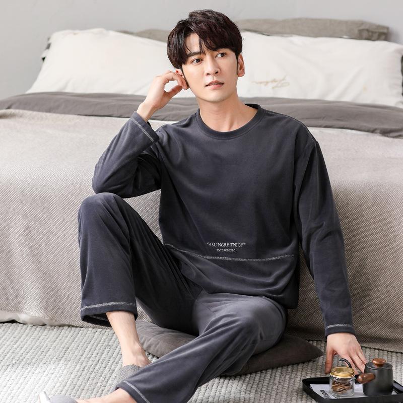 

Pajamas Men S Autumn And Winter Island Fleece Fleece Spring And Autumn Coral Fleece Thin Fleece Homewear Set L