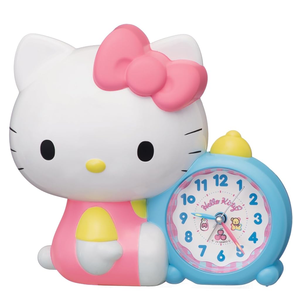 Seiko Clock Alarm Clock, Table Clock, Character Design, Sanrio Hello Kitty, White, 184x202x118mm, JF386A