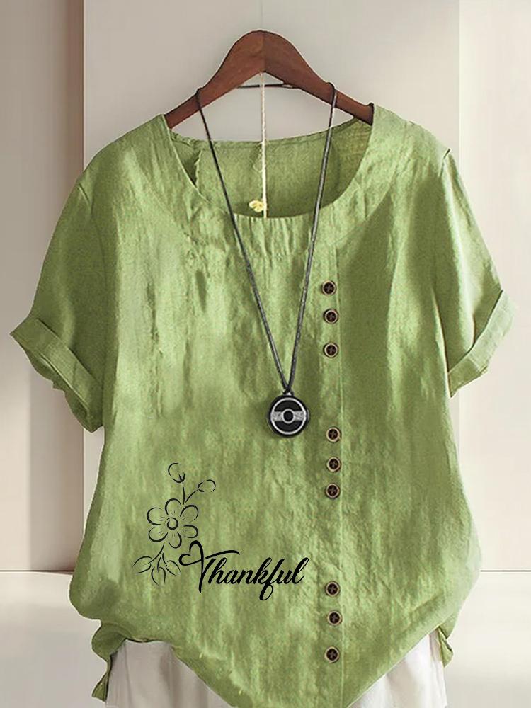 

Women s Fashion Floral Alphabet Print Shot Sleeve T-shirt Loose Cotton Shirt Casual Loose Summer Blouse Tops Plus Size 5XL зелений