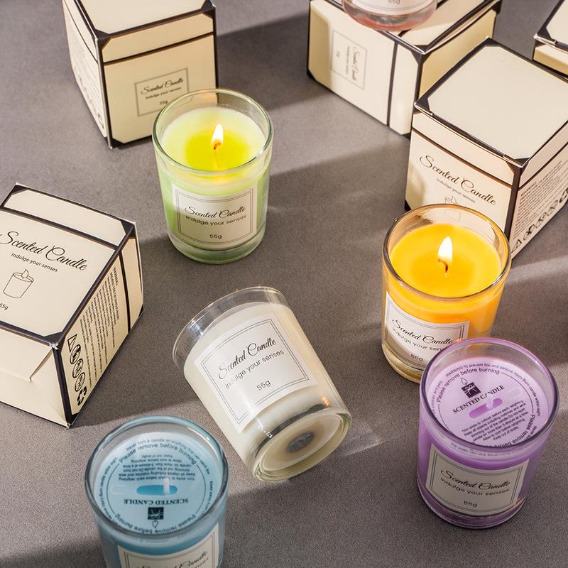 Aromatherapy Smokeless Candle – Long-lasting Fragrance, Creative Christmas Gift, Glass Cup Ornament for Bedroom Atmosphere.