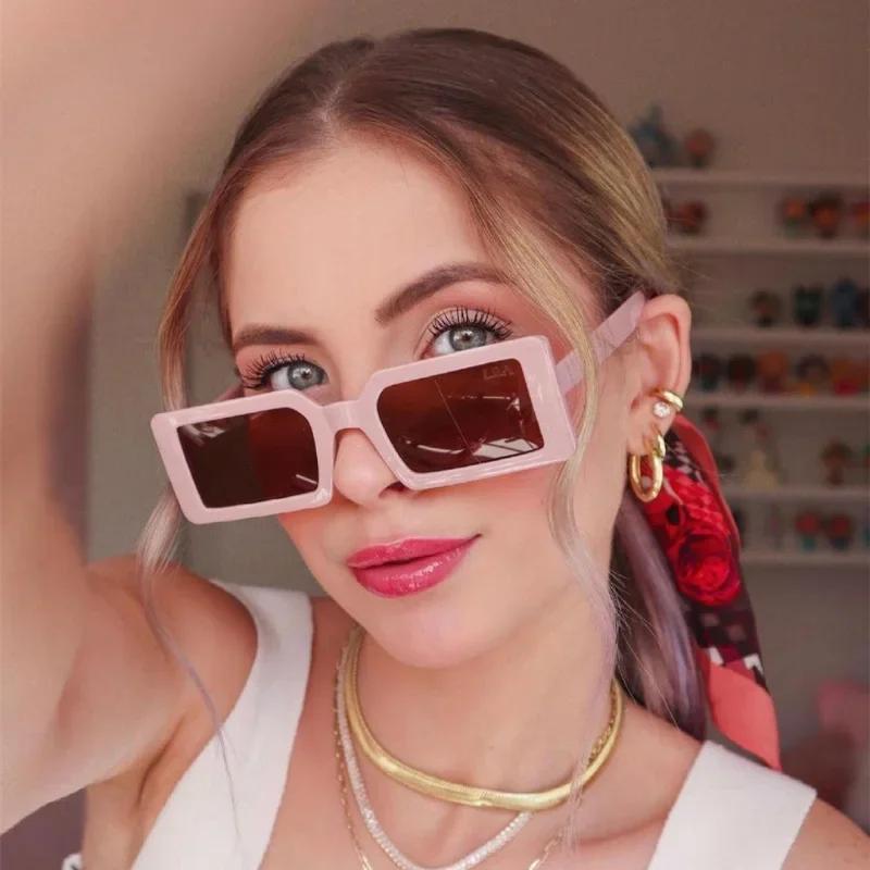 Summer New Square-Framed Sunglasses Vintage Outdoor Beach Small Frame Glasses Fashion Women Jelly-Colored Sunglasses