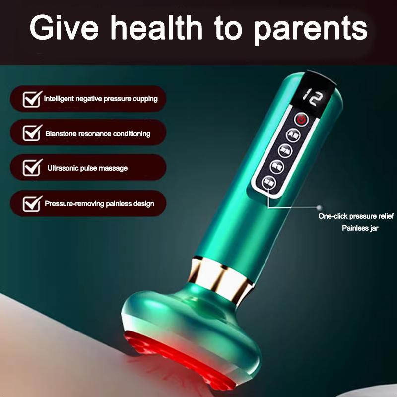 Rechargeable Electric Gua Sha Massager with Heating Vacuum Cupping ABS 304 Stainless Steel