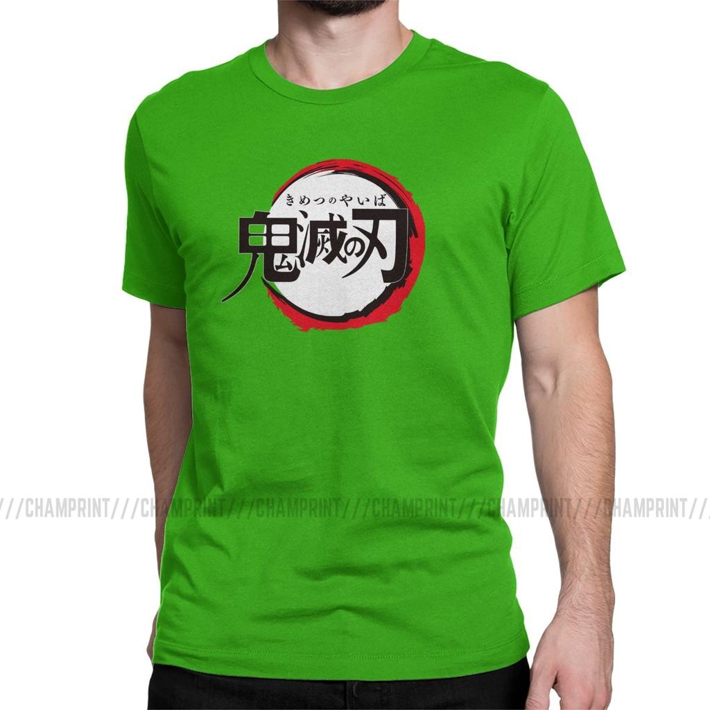 Vintage Demon Slayer Anime T Shirt Men Round Collar 100 Cotton T Shirt Short Sleeve Tees