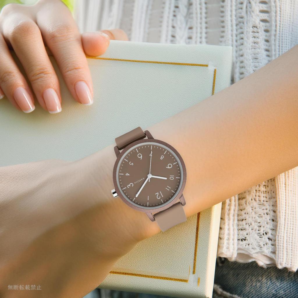 Fieldwork Analog Large Silicone Simple and for Everyday BR Women's Watch, Size, Strap, Cute, Use, Brown, YM007-9