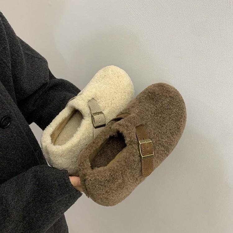 Sheepskin version~ Square head sequined flower toe sandals women's French exquisite skirt one word with wedge heel Roman sandals