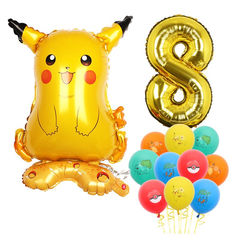 Standing Pokémon Pikachu Squirtle Child Elf Birthday Aluminum Film Printing Latex Balloon Gift
