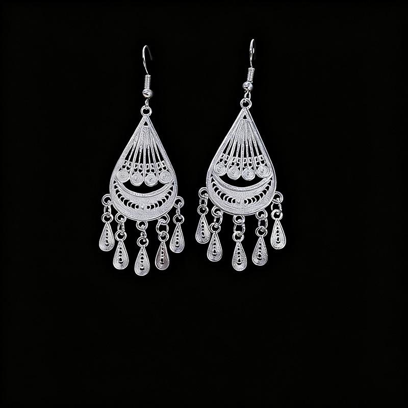 Ethnic style earrings Alloy silver-plated Miao ethnic minority Dong Yi earrings Earrings