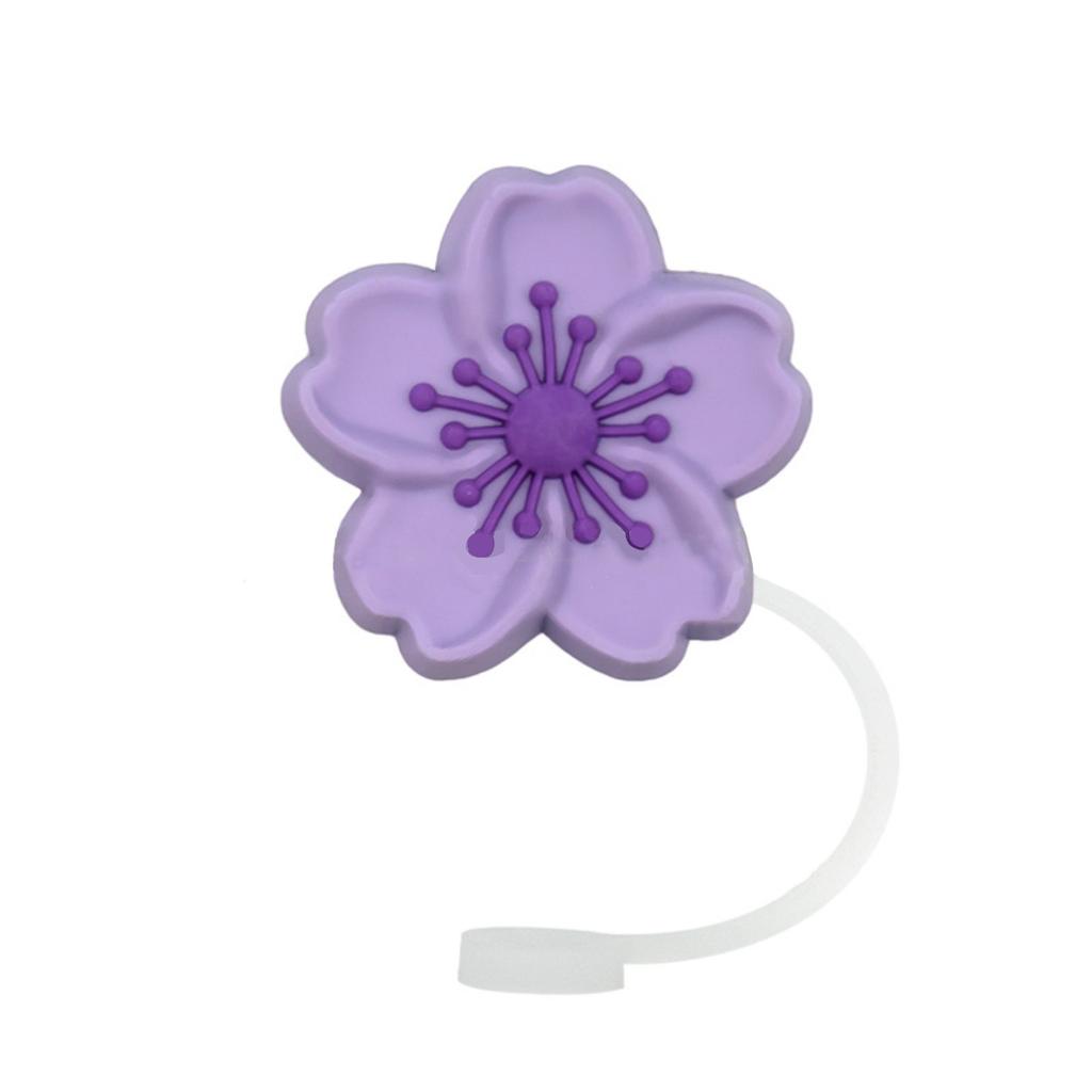 Plant Cartoon Straw Cover Straw Cap Silicone Dustplug Flower Party Straw Decoration