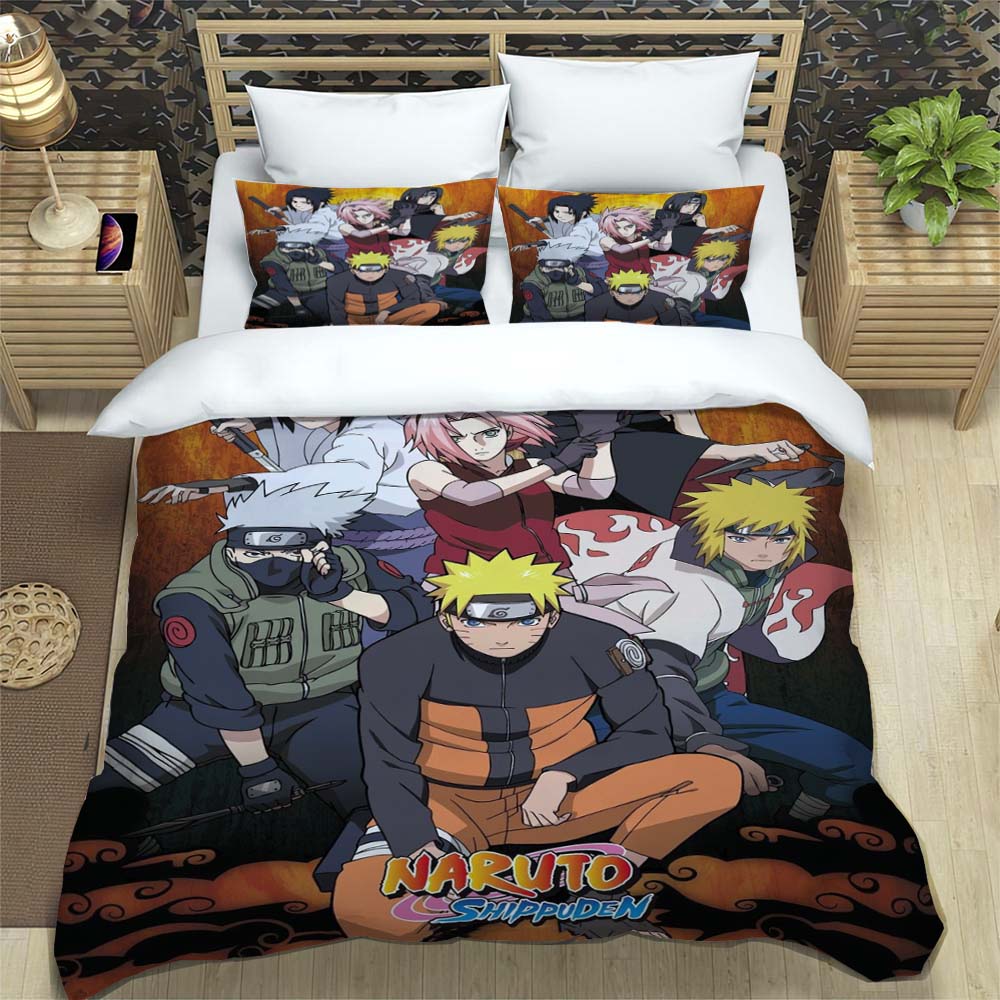 Naruto Pattern Quilt Cover With Pillowcases 3D Digital Printed Bedding Set Twin Full Queen King Children'S Gift