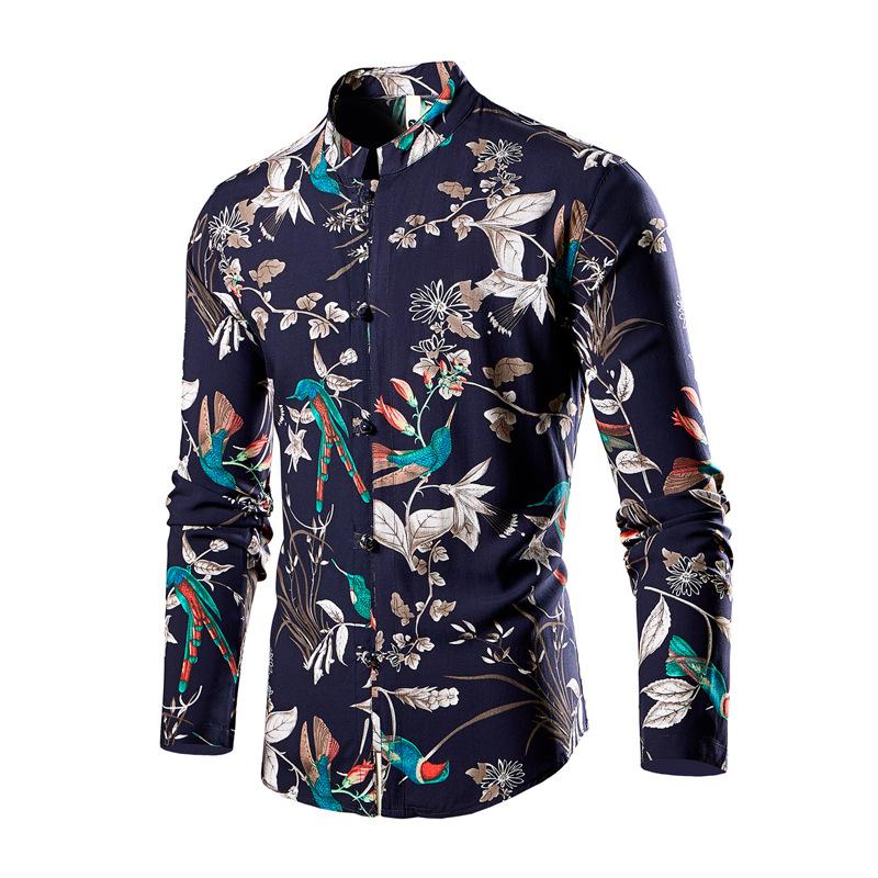 Autumn and Winter New Product Button-up Stand-up Collar Trendy Long-sleeved Shirt Shirt Men's Cardigan