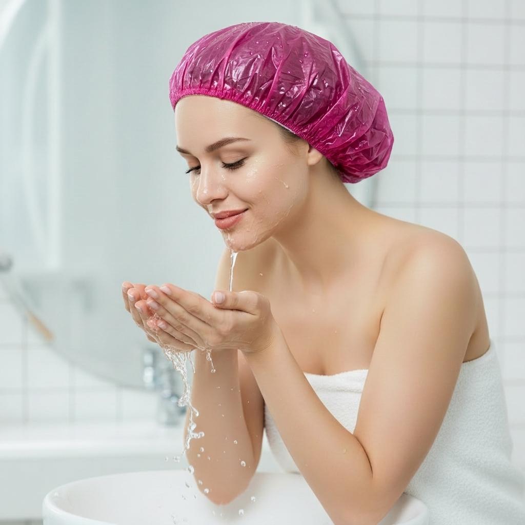Disposable Protective Bathing Cap for Hairdressers, Red