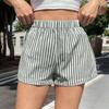 Damen Baumwollshorts Gestreift Elastischer Bund Pyjamahose Lounge Schlafshorts mit Taschen Sommerkleidung
