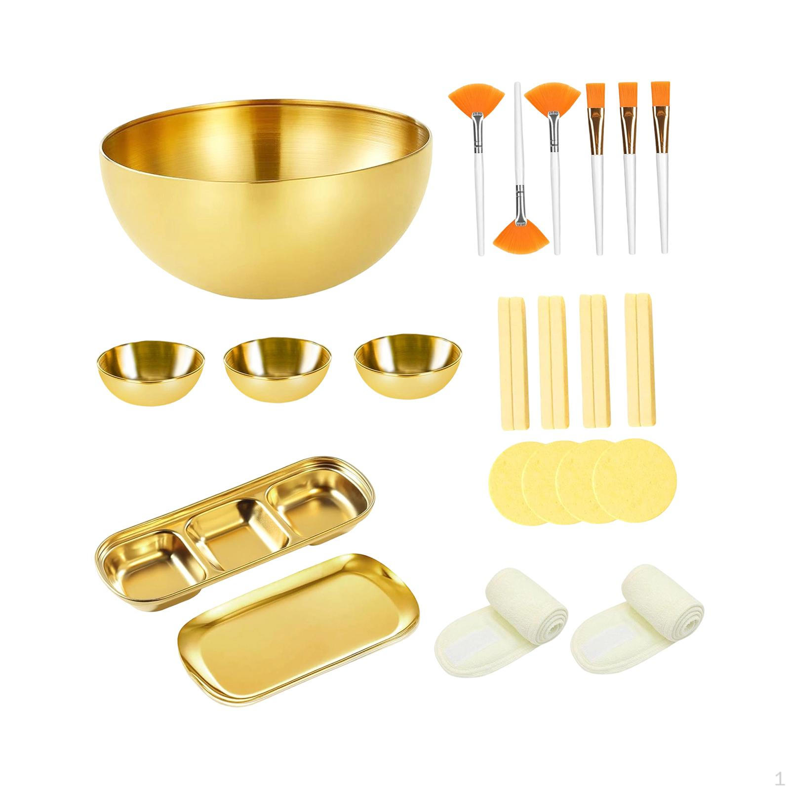 

26 Pieces Esthetician Facial Supplies with Brush Headband 3 Section Serving Tray Bowl for