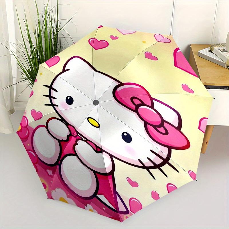 

Hello Kitty,Hearts Automatic Folding Umbrella-Simple 8-Rib Design, Bright Cartoon Pattern, Durable Iron Frame, Suitable For Travel, Outdoor,