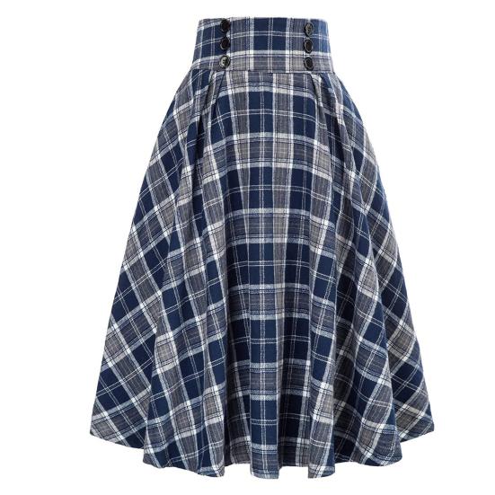 Dámská sukně Vysoký elastický pas Velký lem A-line Colorblock Kostkovaný potisk Volný Délka kotníku Měkké kapsy Retro volán Elegantní Party Dáma na dojíždění