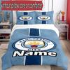 Set cuvertură de pilota 3 buc (1 * Husă de pilota + 2 * Față de pernă, Fără Miez), Set de așternut personalizat cu model Manchester City FC, Cadou Decor Cameră de Zi Acasă
