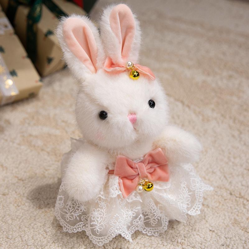 Cute Sitting Position Little Rabbit Plush Toy Floral Skirt Rabbit Doll Grab Machine Doll Girl Birthday Gift
