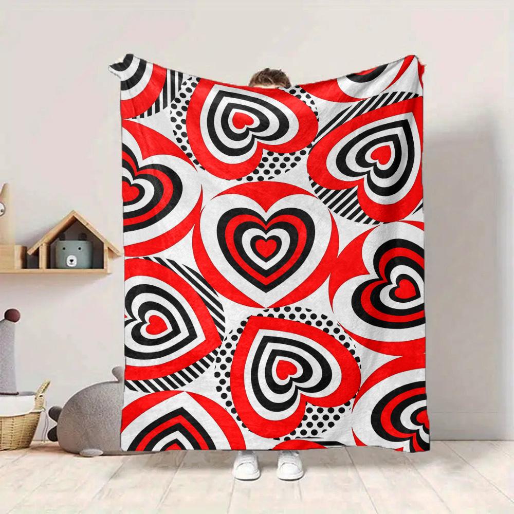 1pc Heart Print Blanket Warm, Cozy, And Soft, Suitable for Sofas, Beds, Cars, And Office Use.Perfect for Camping And Travel, Making It a Great Gift fo