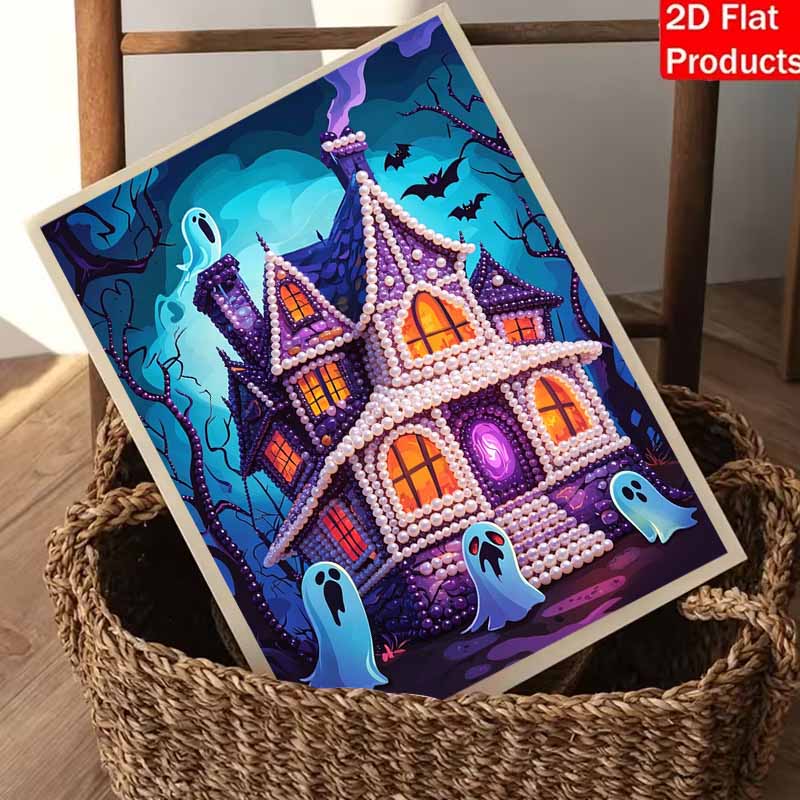 Halloween haunted house pearl painting art full pearl handmade diy home decorations