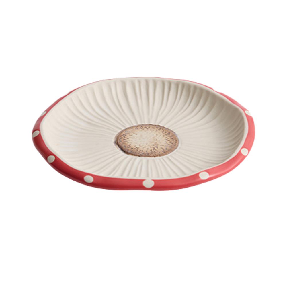 Červený houbový keramický talíř Nový příborová mísa Vzhledově luxusní Čajové jídlo Západní podnos Dekorativní odpolední talíř Domácí dezert N0N0