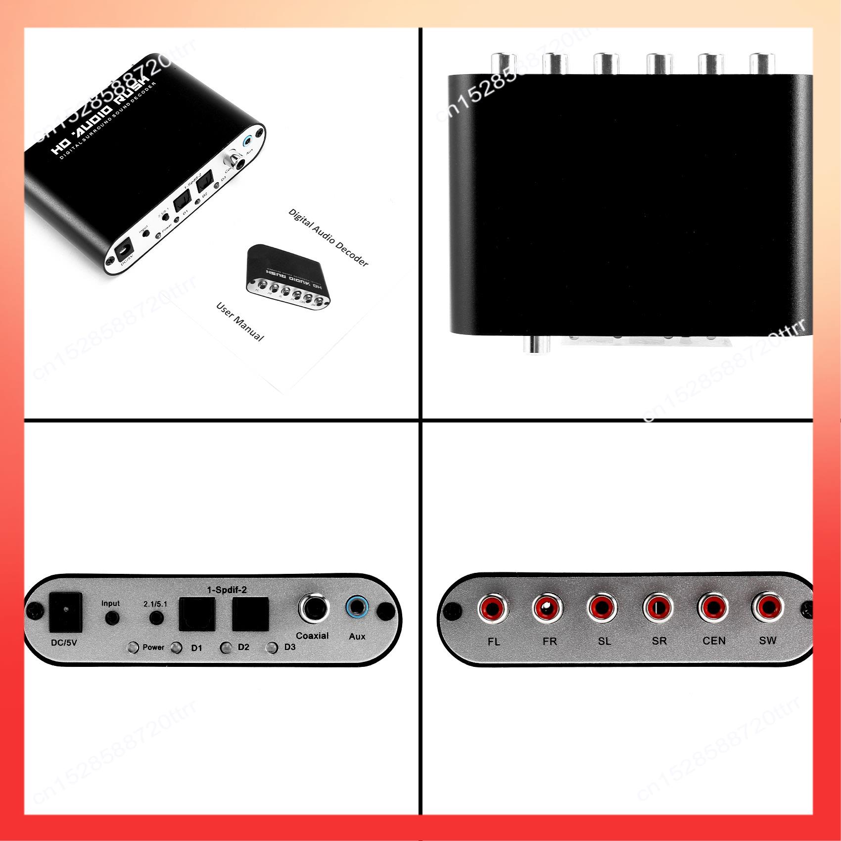 

ABNR 5.1 Channel Dts For DOLBY Ac-3 Audio Decoder Digital Optical/Coaxial To Analog Rca Lotus Head For DOLBY Sound Decoder Conve чорний