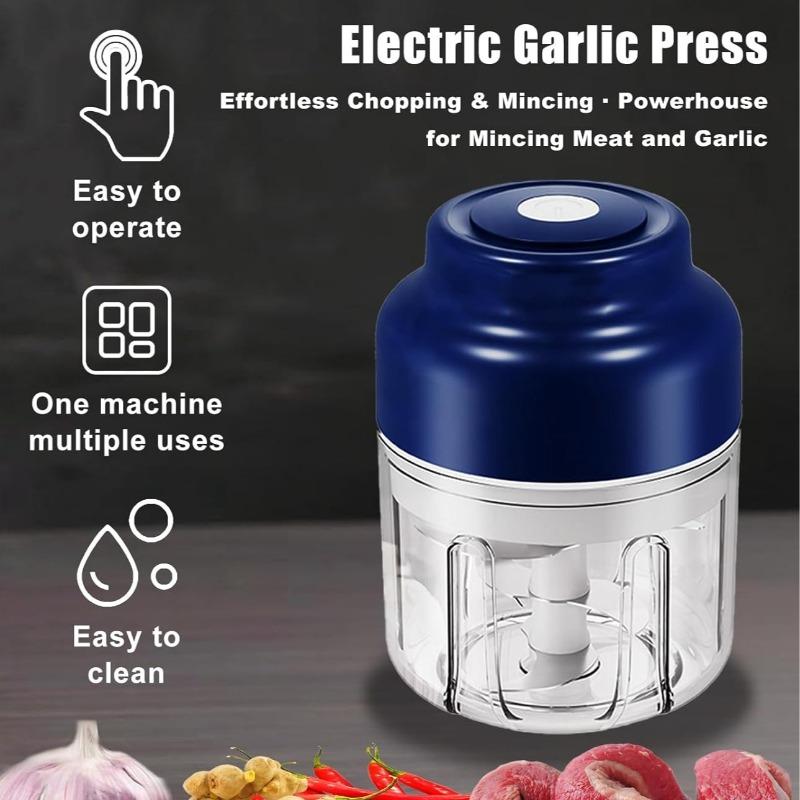 Rechargeable Electric Garlic & Vegetable Chopper - Cordless Mini Food Processor with 6 Blades for Onion,Nut,Herb, 320ml Capacity