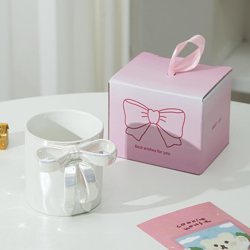 Lux Ceramic Bow Mug - Elegant Wedding Party Favor Coffee Cup