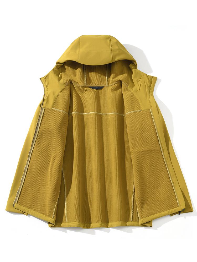 Unisex Waterproof Soft Shell Trekking Jacket with Fleece Lining and Hood for Outdoor Sports