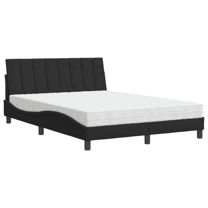 VidaXL Lit avec matelas noir 140x200 cm velours 3208600