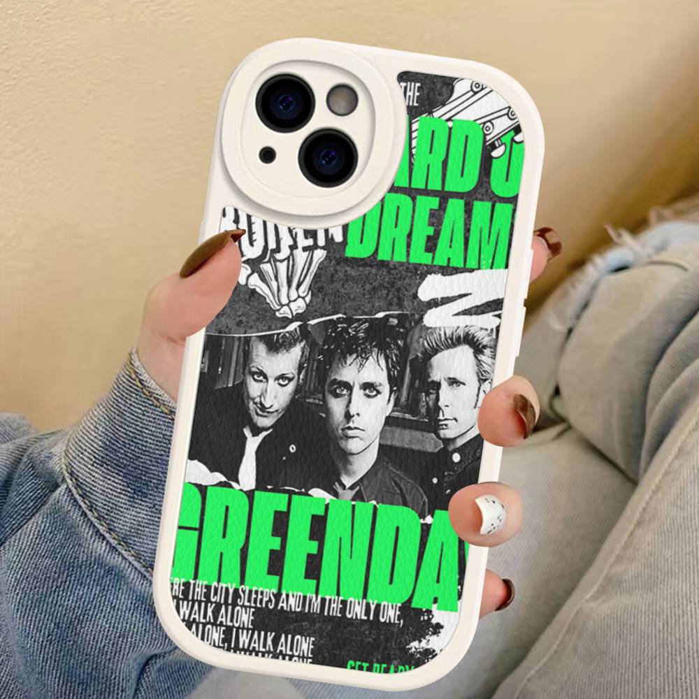 Rock Band G-Green Day Leather Phone Case For IPhone 15 14 13 Pro Max 12 11 16 Plus Phone Cover
