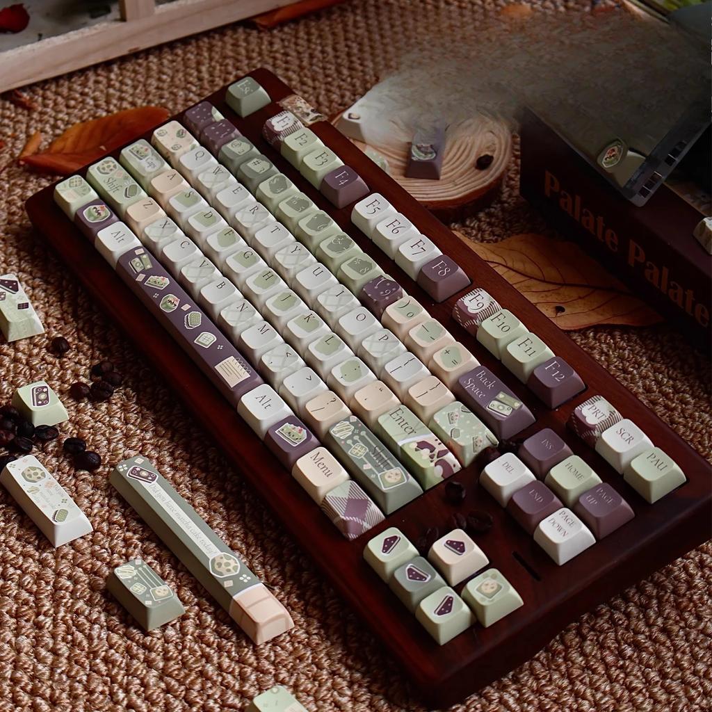 Matcha Flavor Sticker Theme Keycap Xda Cherry Pbt Five-Sided Thermal Sublimation 136Keys Keycap Set
