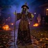 Sound Activated Ghost Figures Halloween Scary Animatronics Witch Decoration, Standing with Creepy Secret Room Accessories Voice, Horror Move, Light-Up