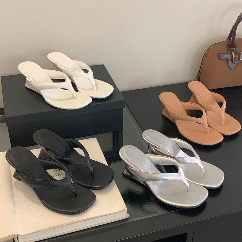 Mode 2025 Neue Mode Eckige Zehenpartie Damen Keilsandalen Pantoletten Schuhe Damen Zehentrenner Schuhe Damen Pantoletten mit Absatz